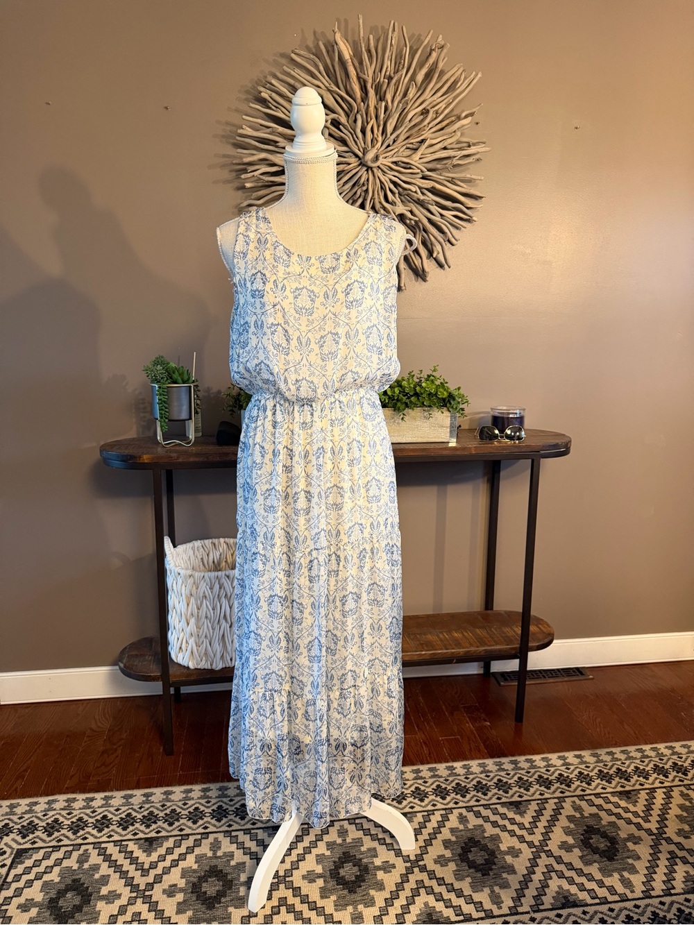 Lara Guidotti Italian Silk Blend Tiered Lined Maxi Dress XL.  NWT.  Boho Cottage